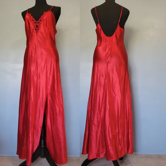 Frederick's Of Hollywood Womens Red Slip Satin Dress L - Picture 1 of 8